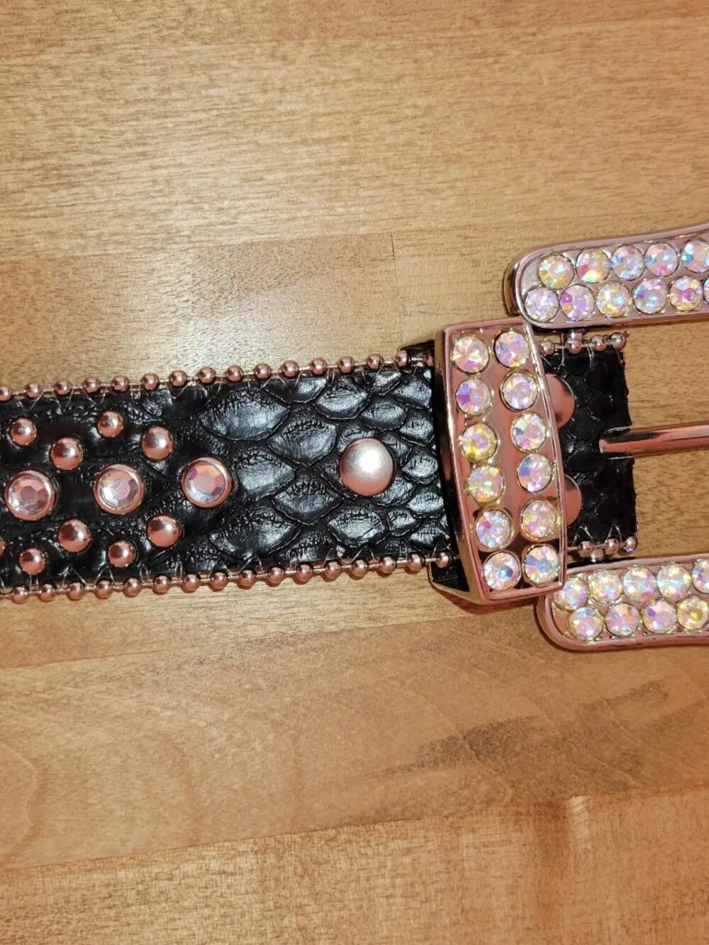 Nocona Women's XL Genuine Leather Rhinestone Western Belt Star Concho Black 41